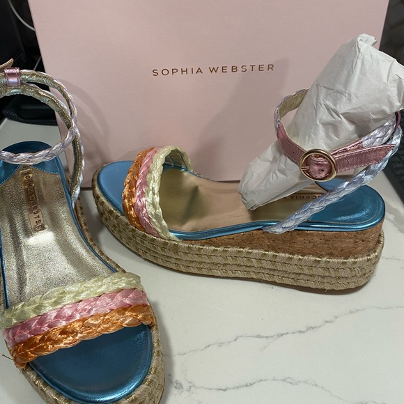 Sophia Webster Shoes - Sophia Webster Wedges Heels Ines Espadrille Metallic Cork Shoes 8